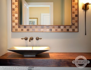 rustic powder room created by normandy designer leslie lee