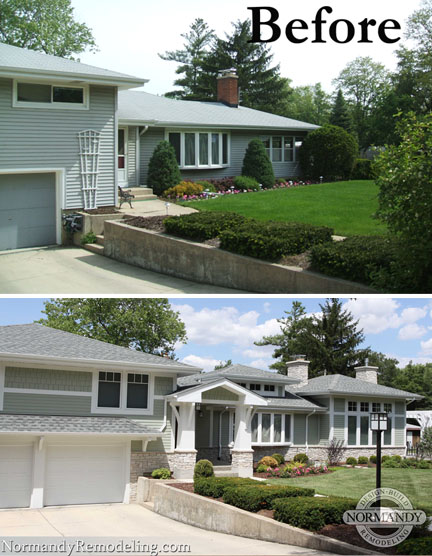 front porch on split level house