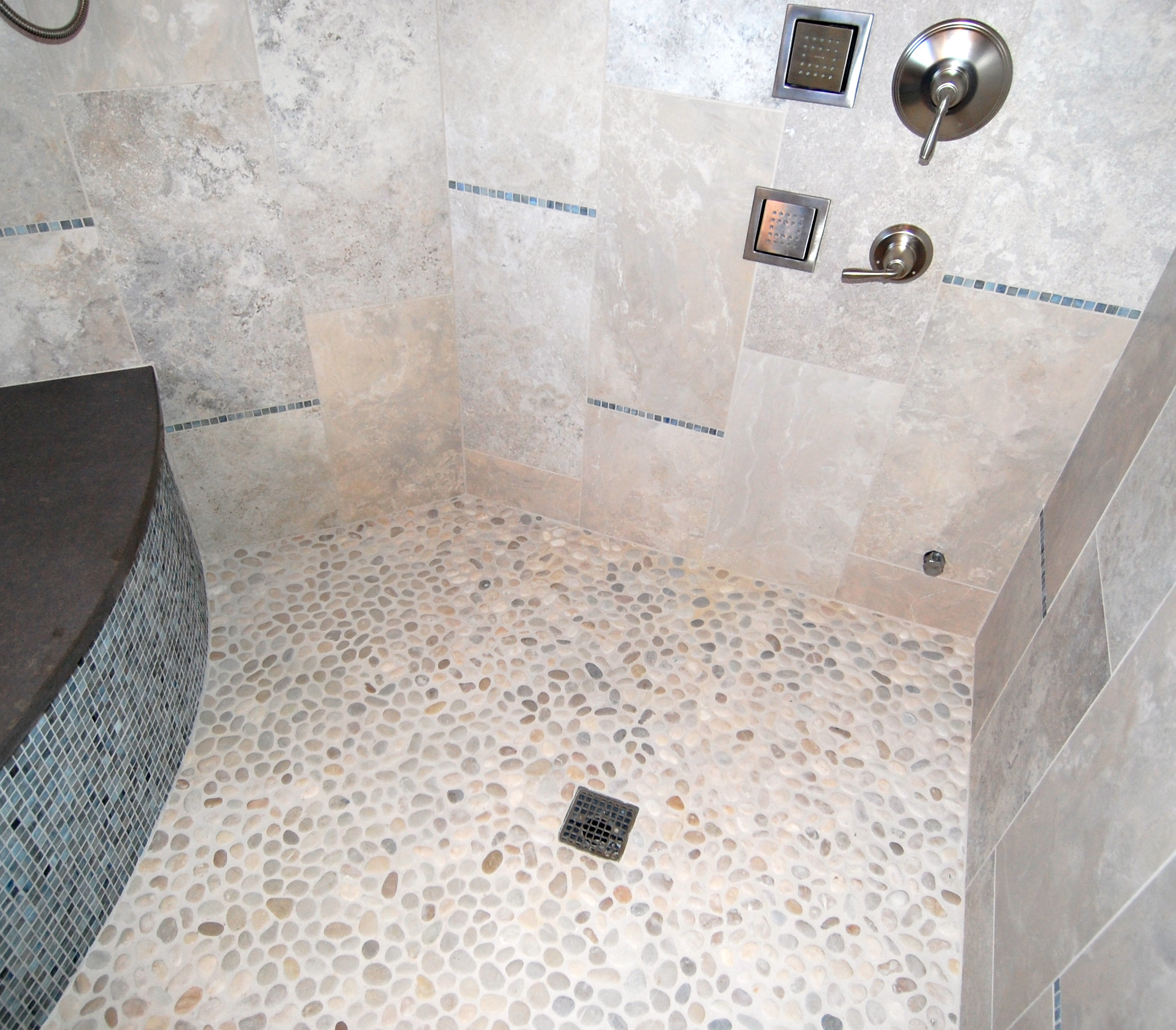 Pebble shower floor