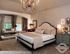 chandelier in master bedroom