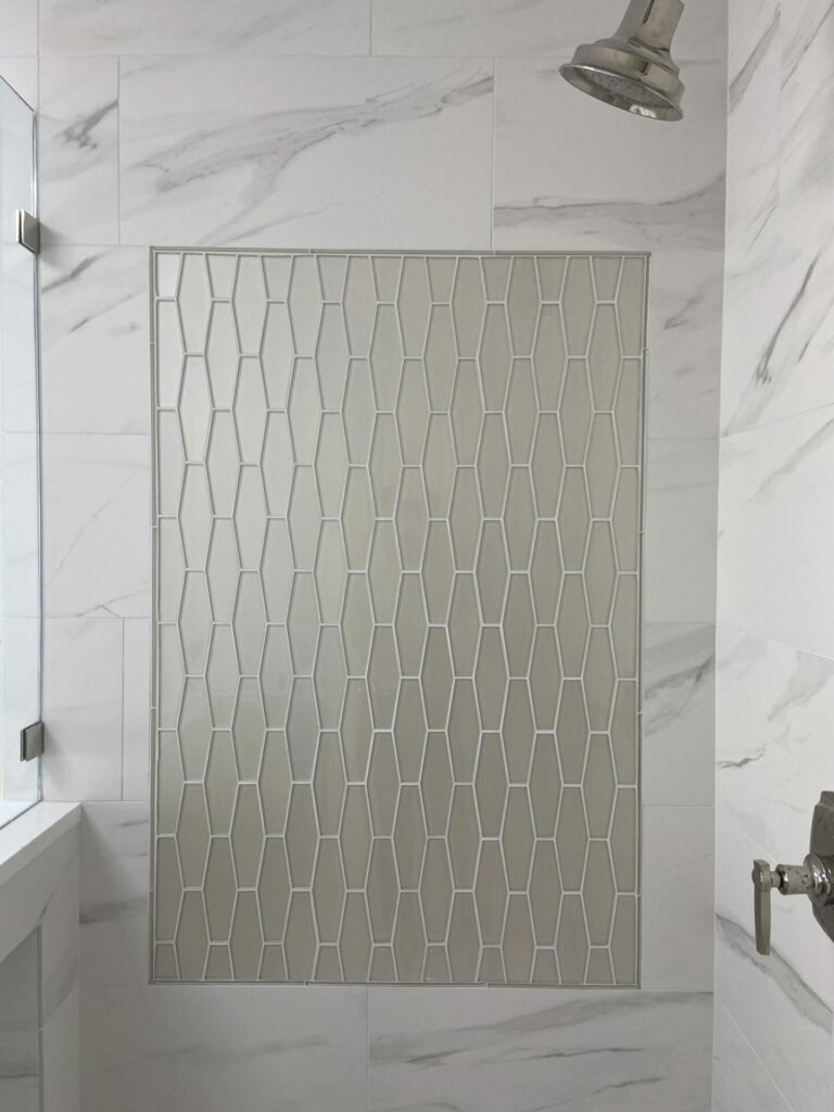 geometric shower tile accent