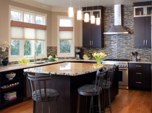 kitchen island with higher seating