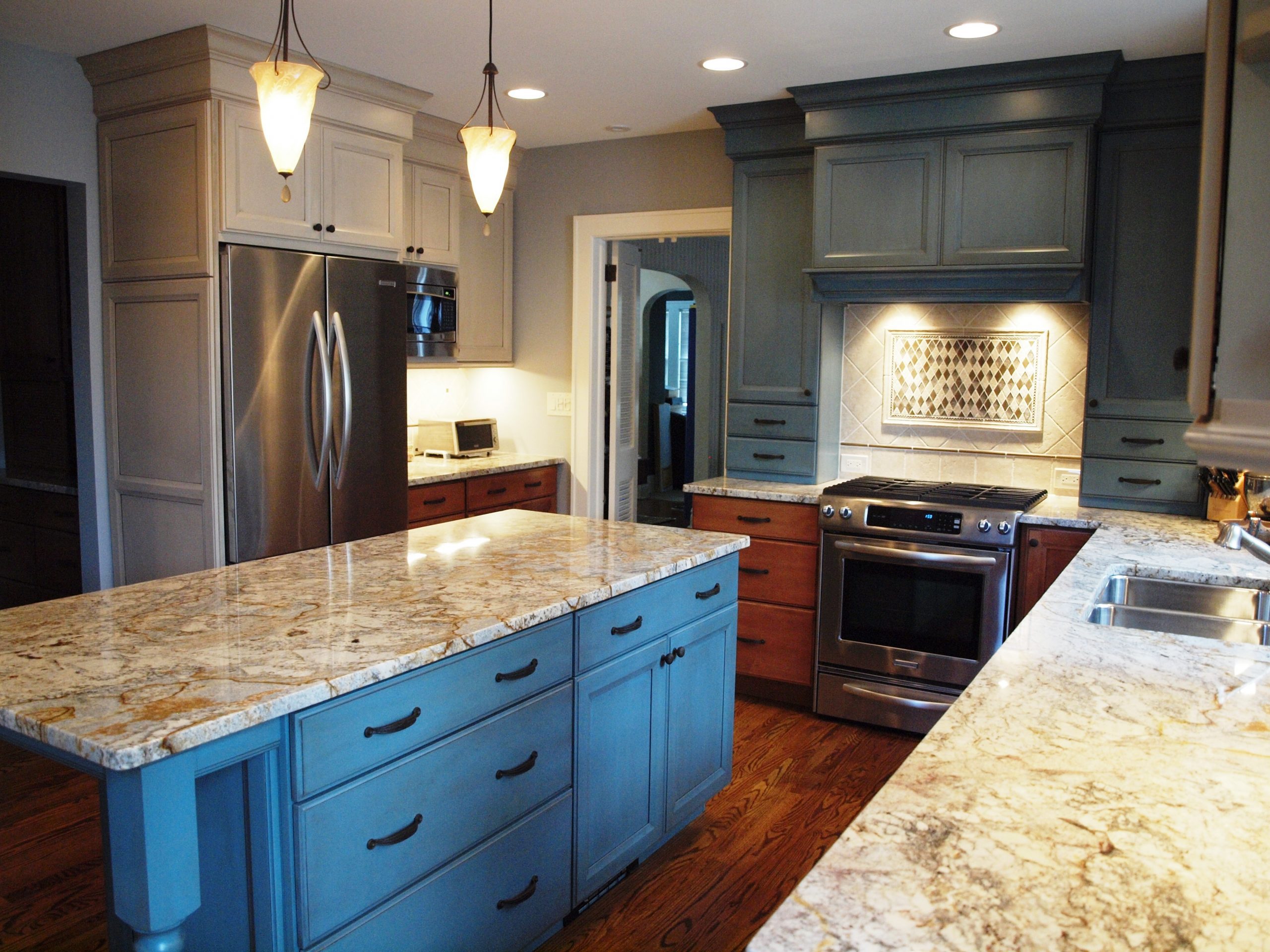 Blue kitchen cabinetry