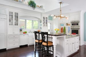 white kitchen with island