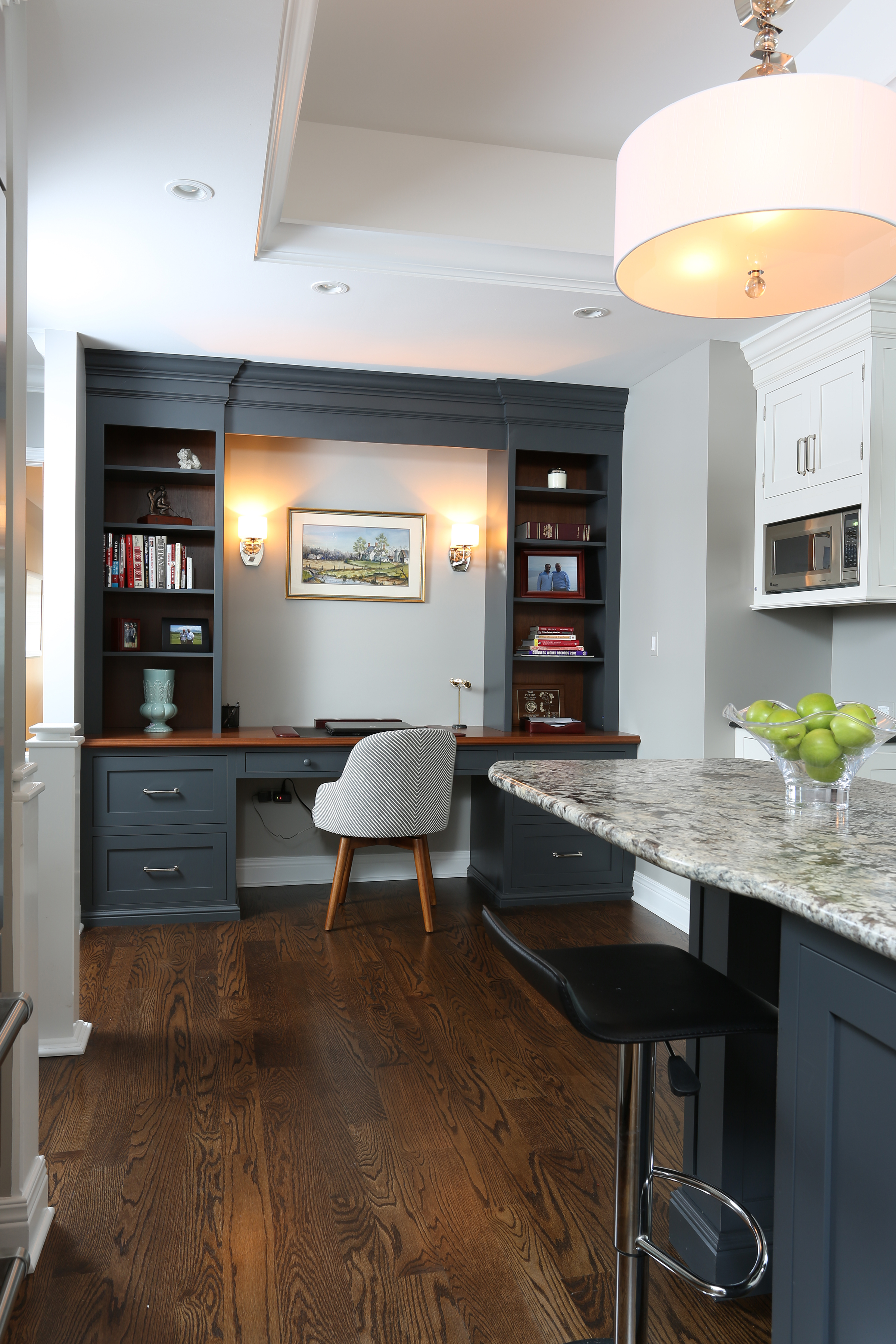 Dark painted kitchen desk