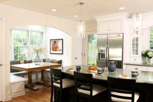 North Shore white kitchen with breakfast nook