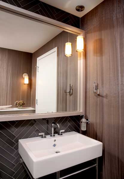 Modern Chicago powder room with console sink