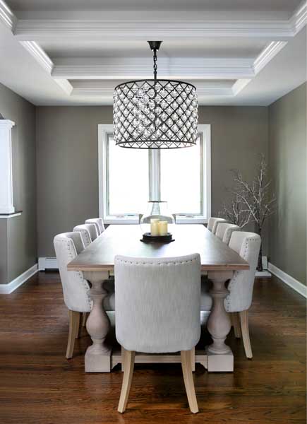 White and gray dining room