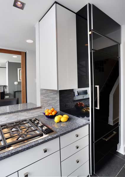 Black and white high gloss cabinets