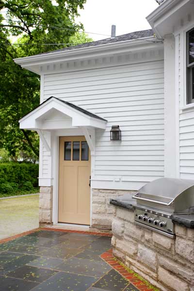 Exterior with shaker style door