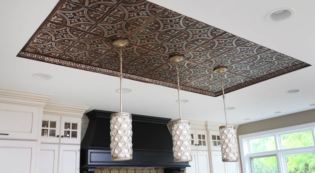 tin ceiling in the kitchen