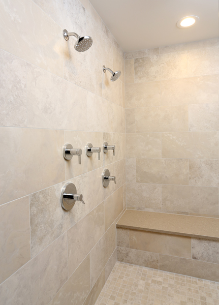 dual sets of fixtures to allow for concurrent his and hers showering