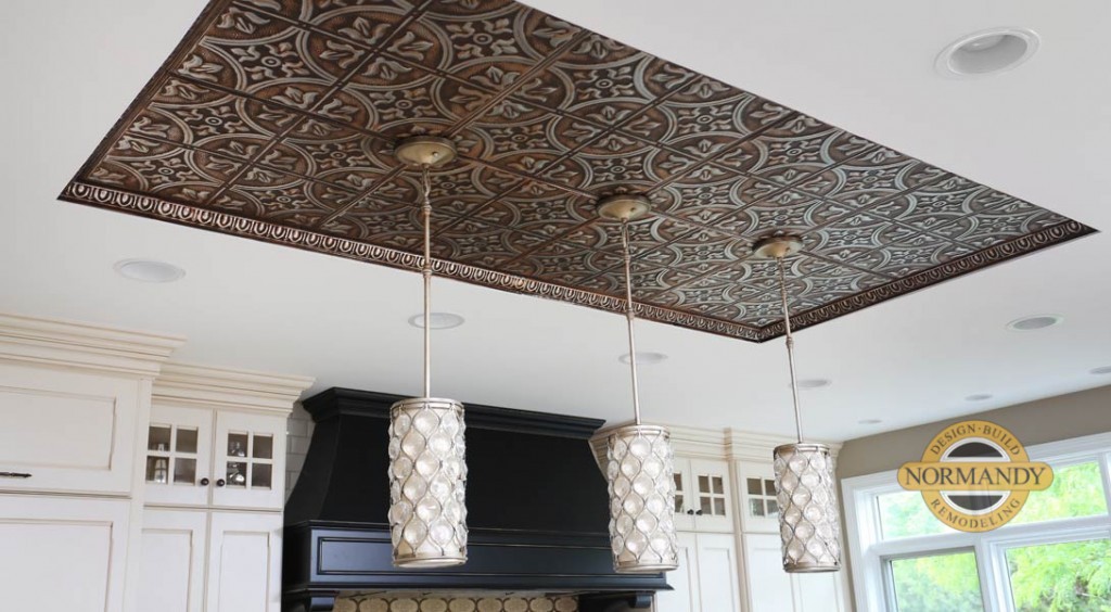 tin ceiling in the kitchen