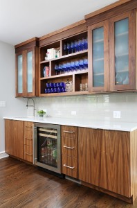 wet bar and beverage center adjoining kitchen