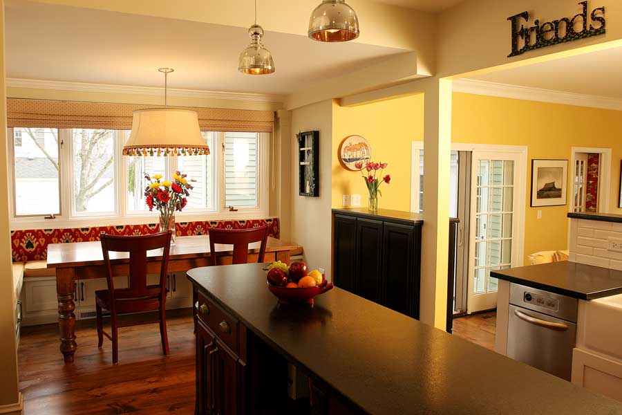 View into living space from kitchen