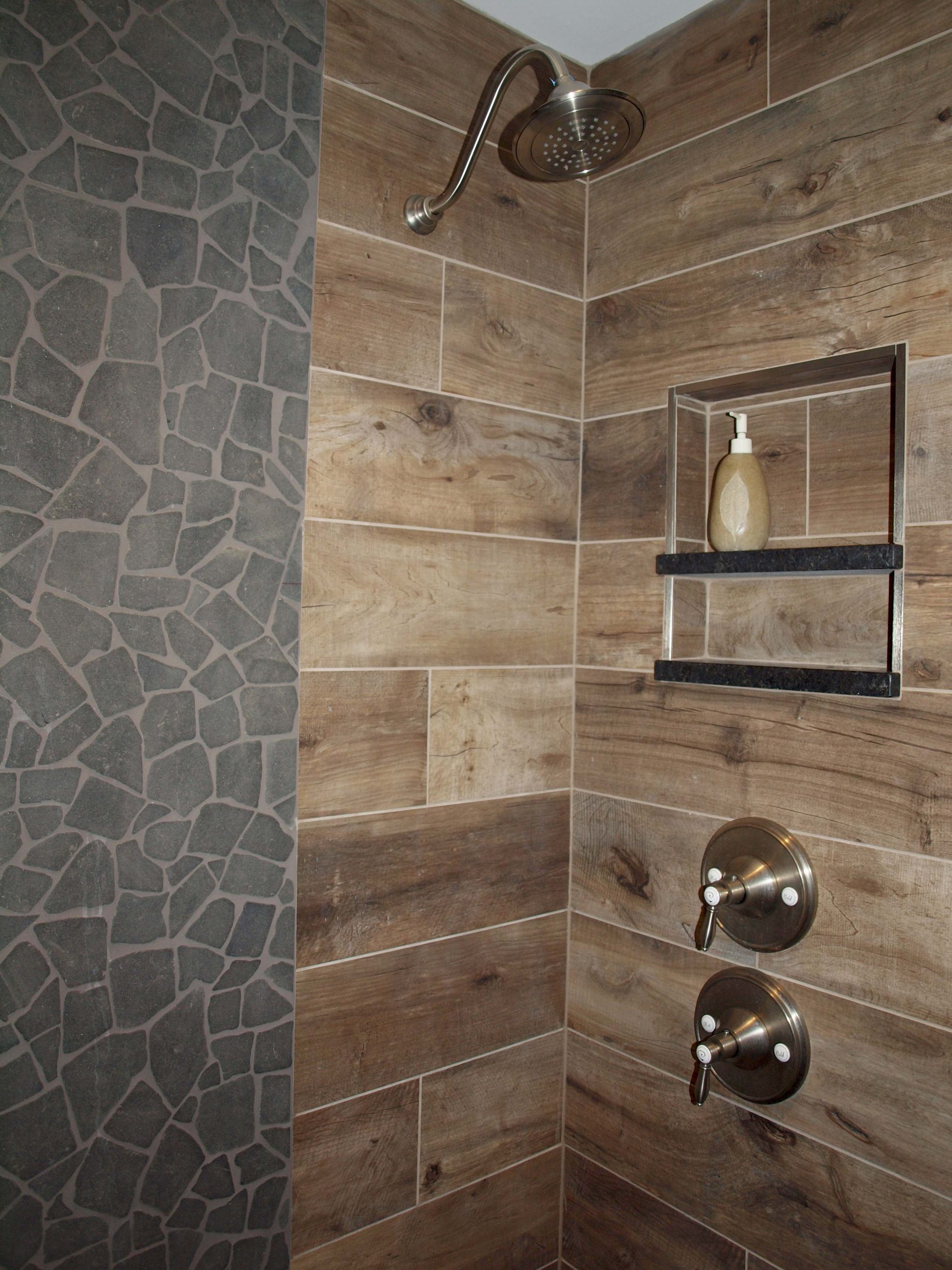 wood look tile in shower