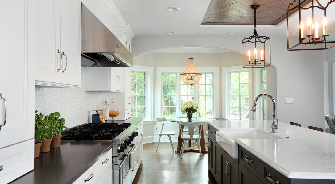 Kitchen with island and breakfast nook