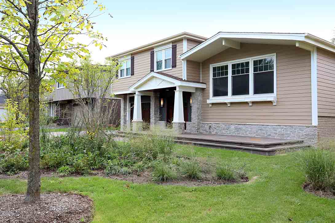 Split level home exterior makeover in the prairie style