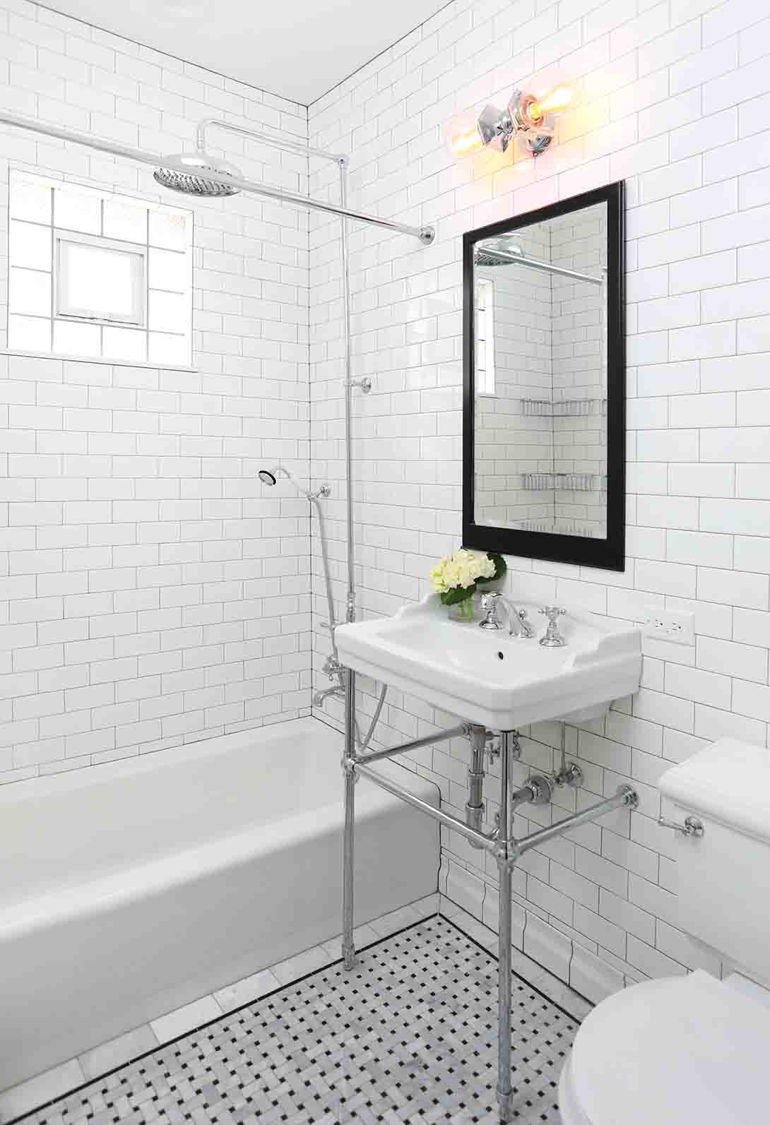 Full bathroom on the first floor of a vintage home