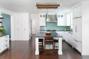 Kitchen with island and reclaimed wood accents