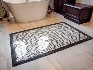 tile rug in primary bathroom