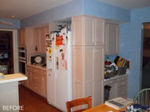 Tall cabinets, no counter space