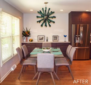 Mid-Century Modern Kitchen Remodel, glass chandelier