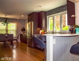 Eating Area, patterned tile back splash