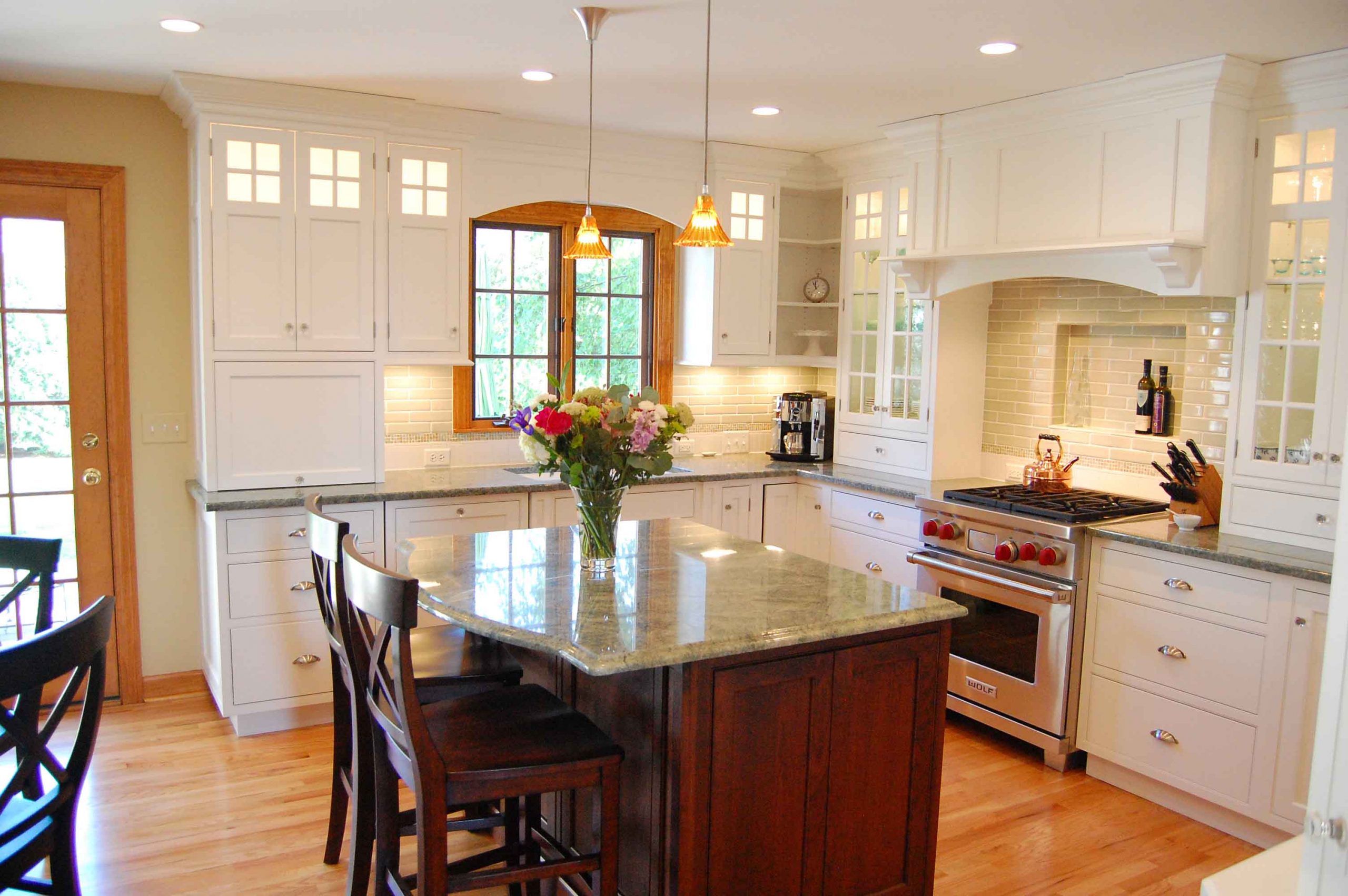 Stained and painted cabinets