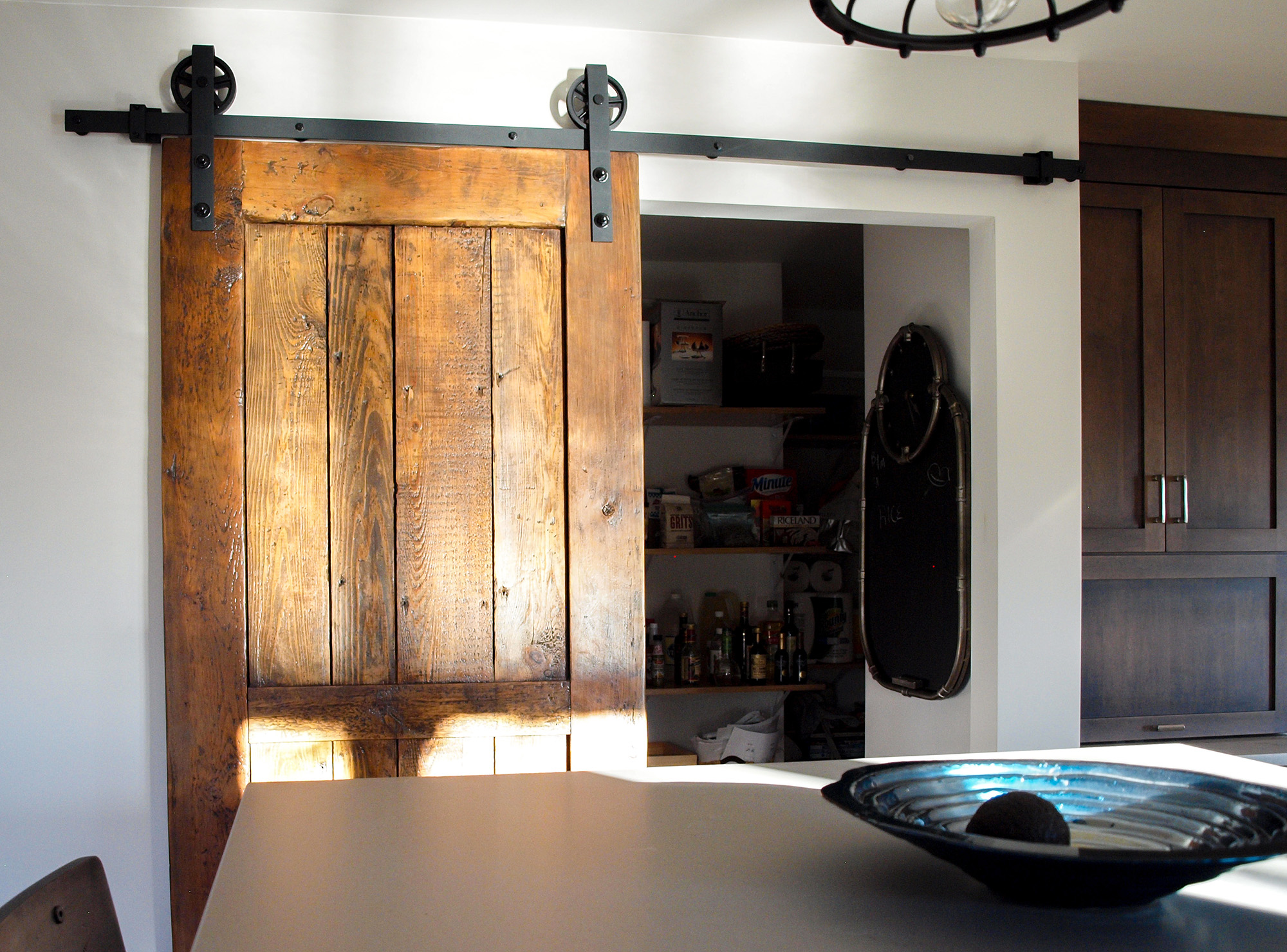 Barn door with stained finish