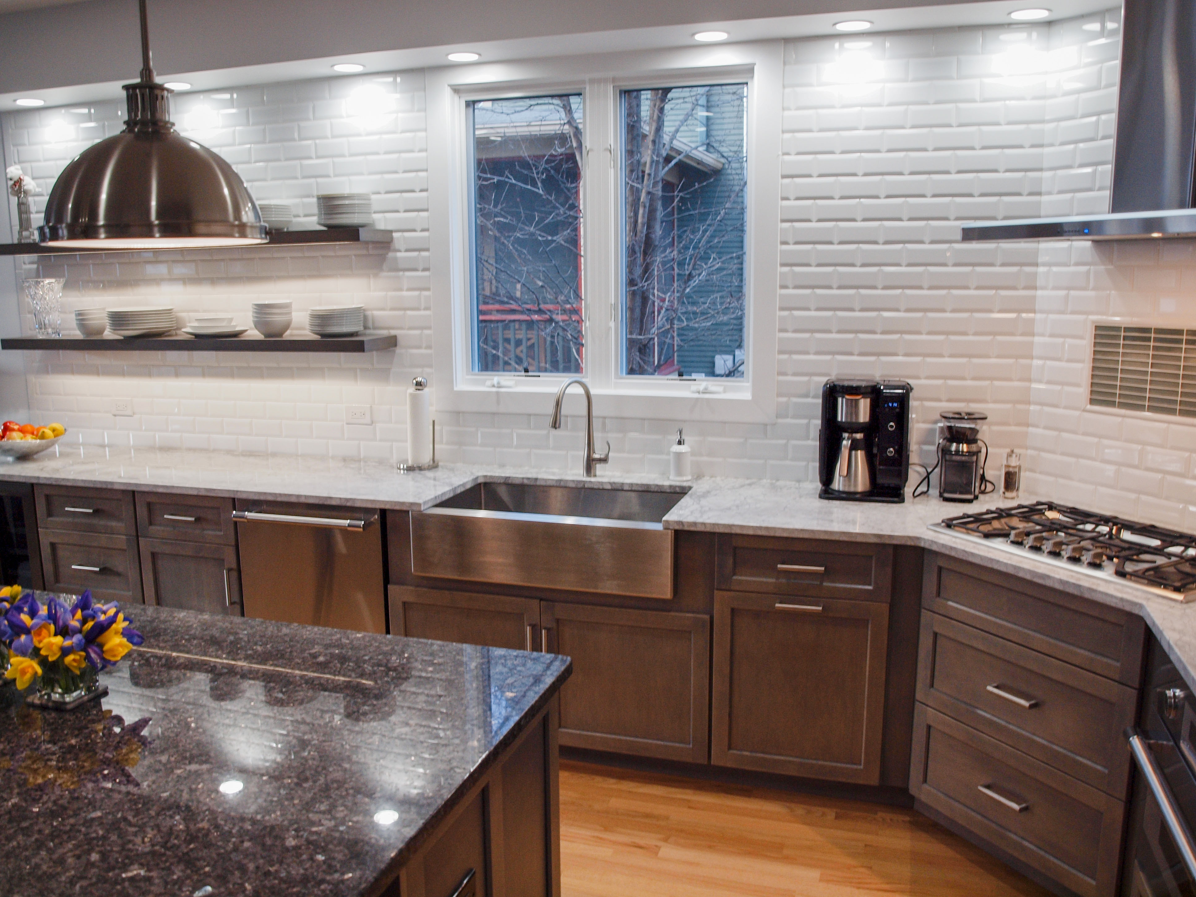 Stainless steel apron front sink