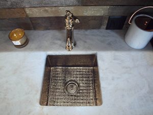 Hammered metal prep sink
