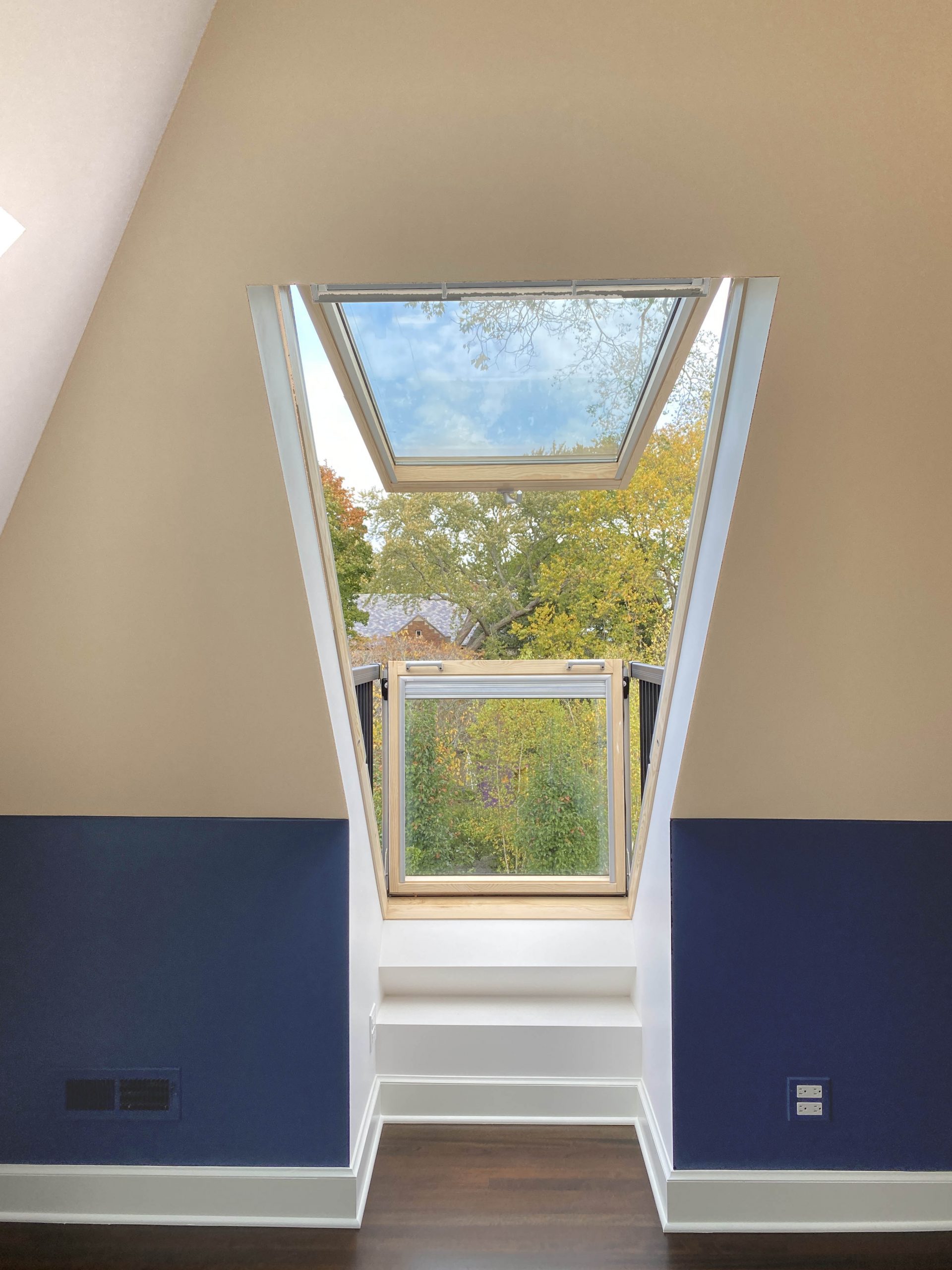 Two skylights that open