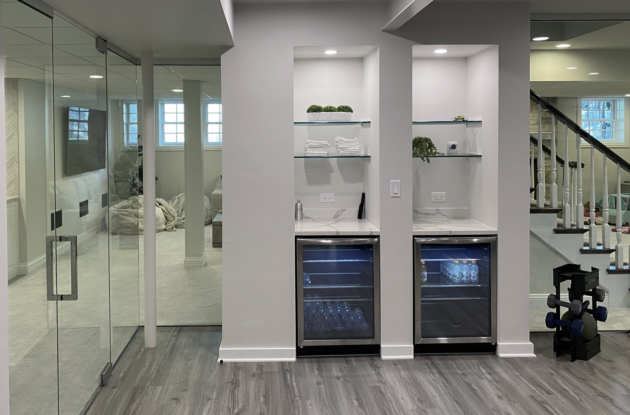 Twin fridges in workout room