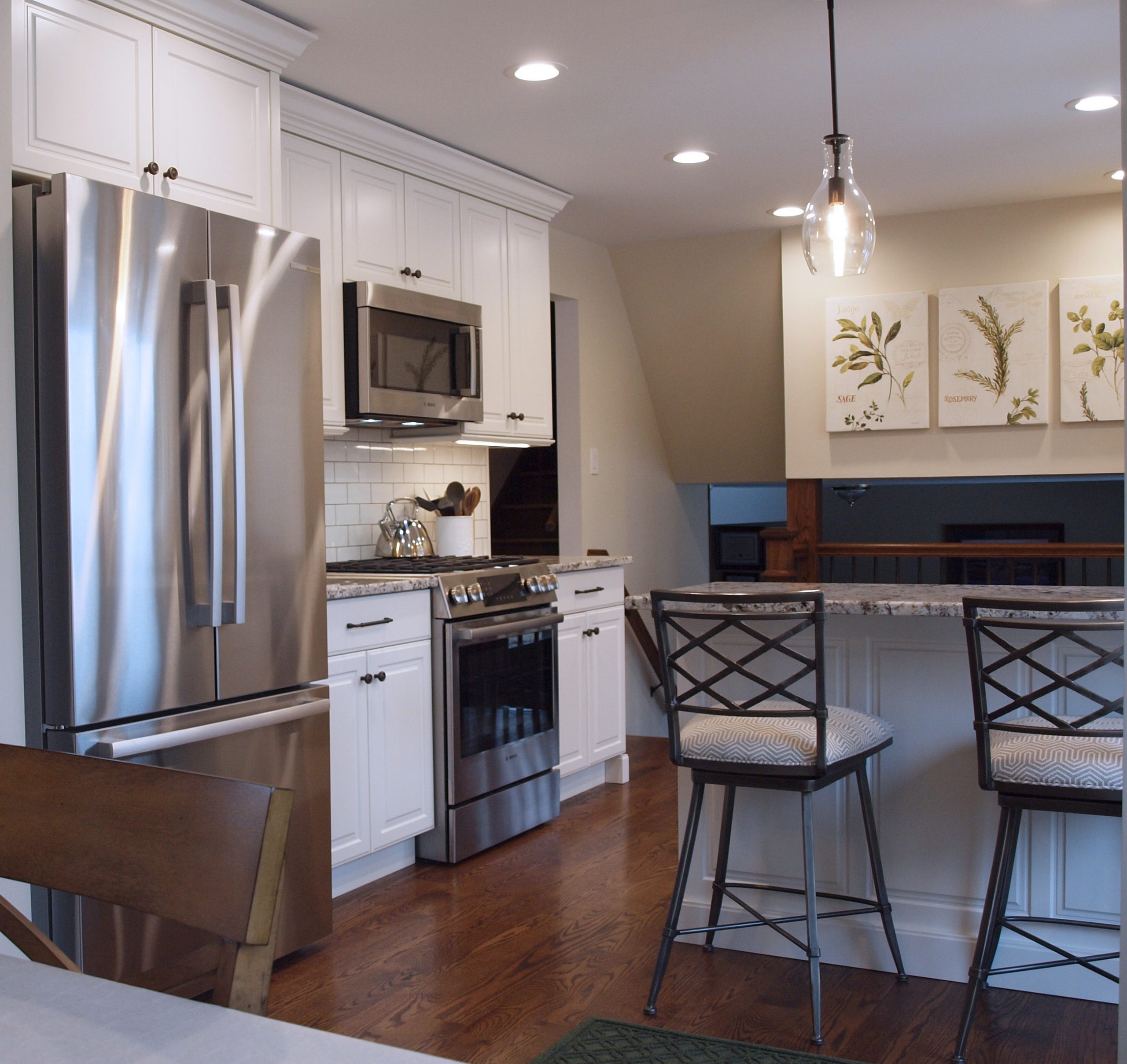 Kitchen with white cabinets