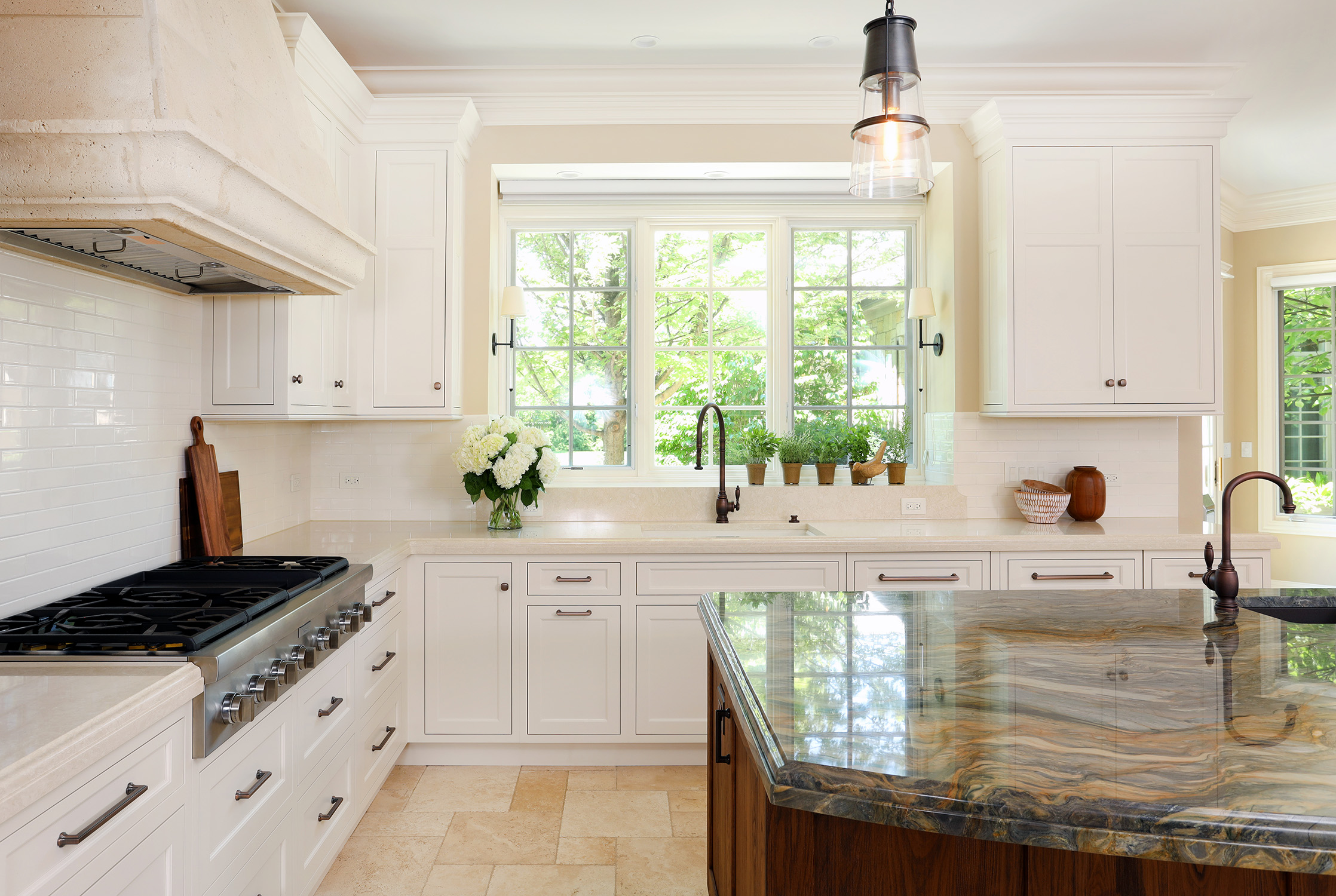 Traditional style kitchen with sink view