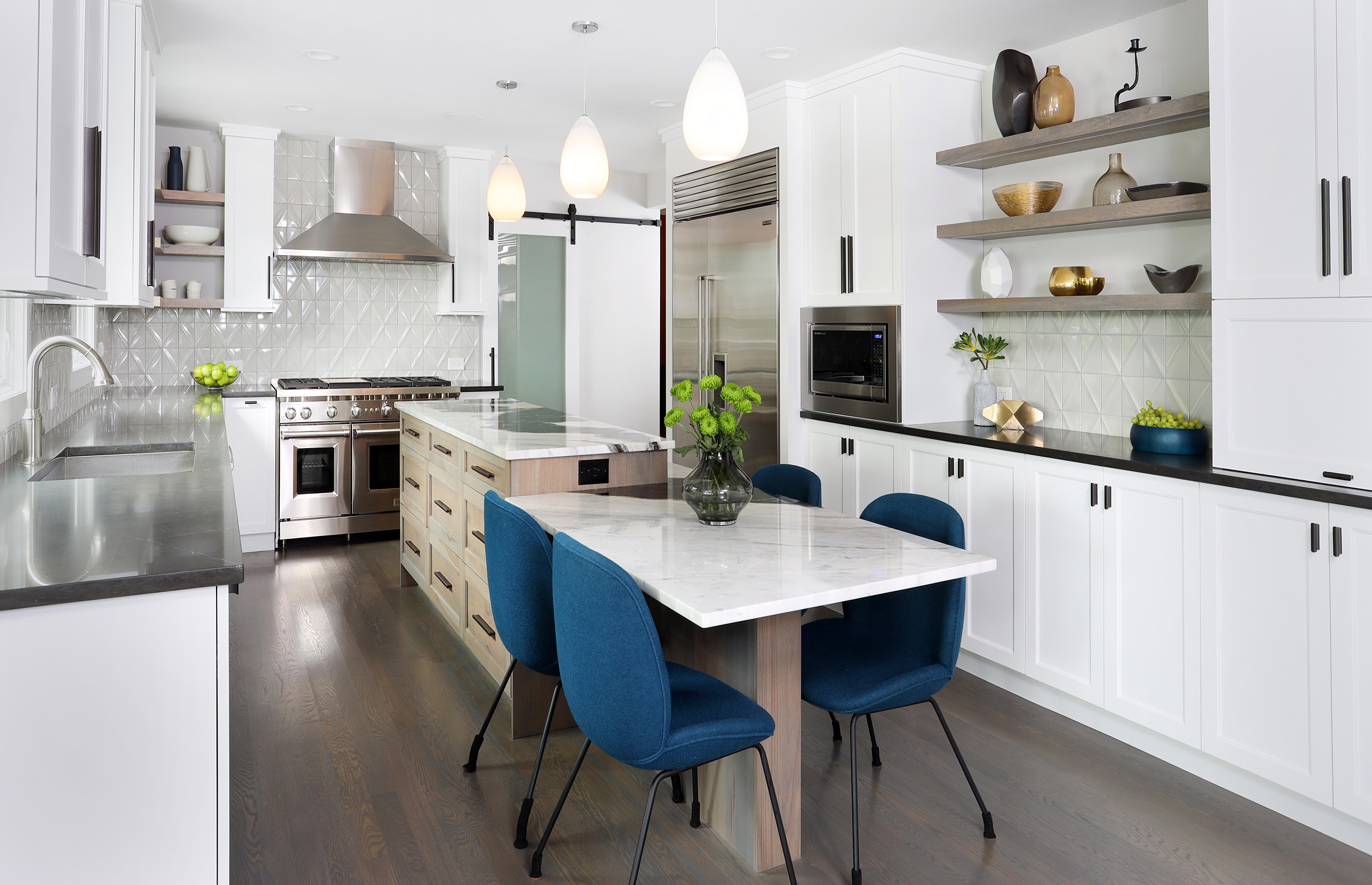 kitchen with stained island