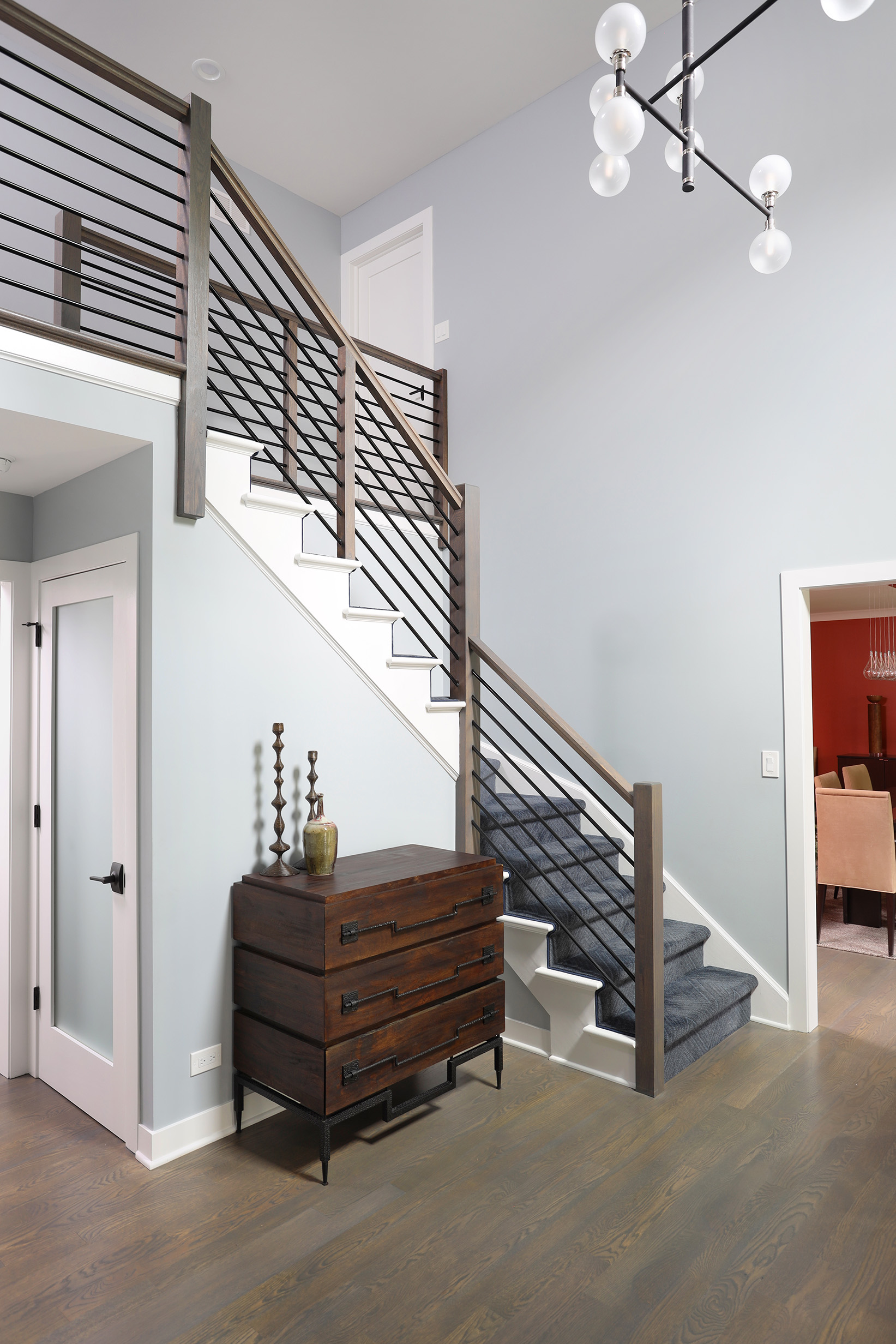 updated staircase in a modern home remodel