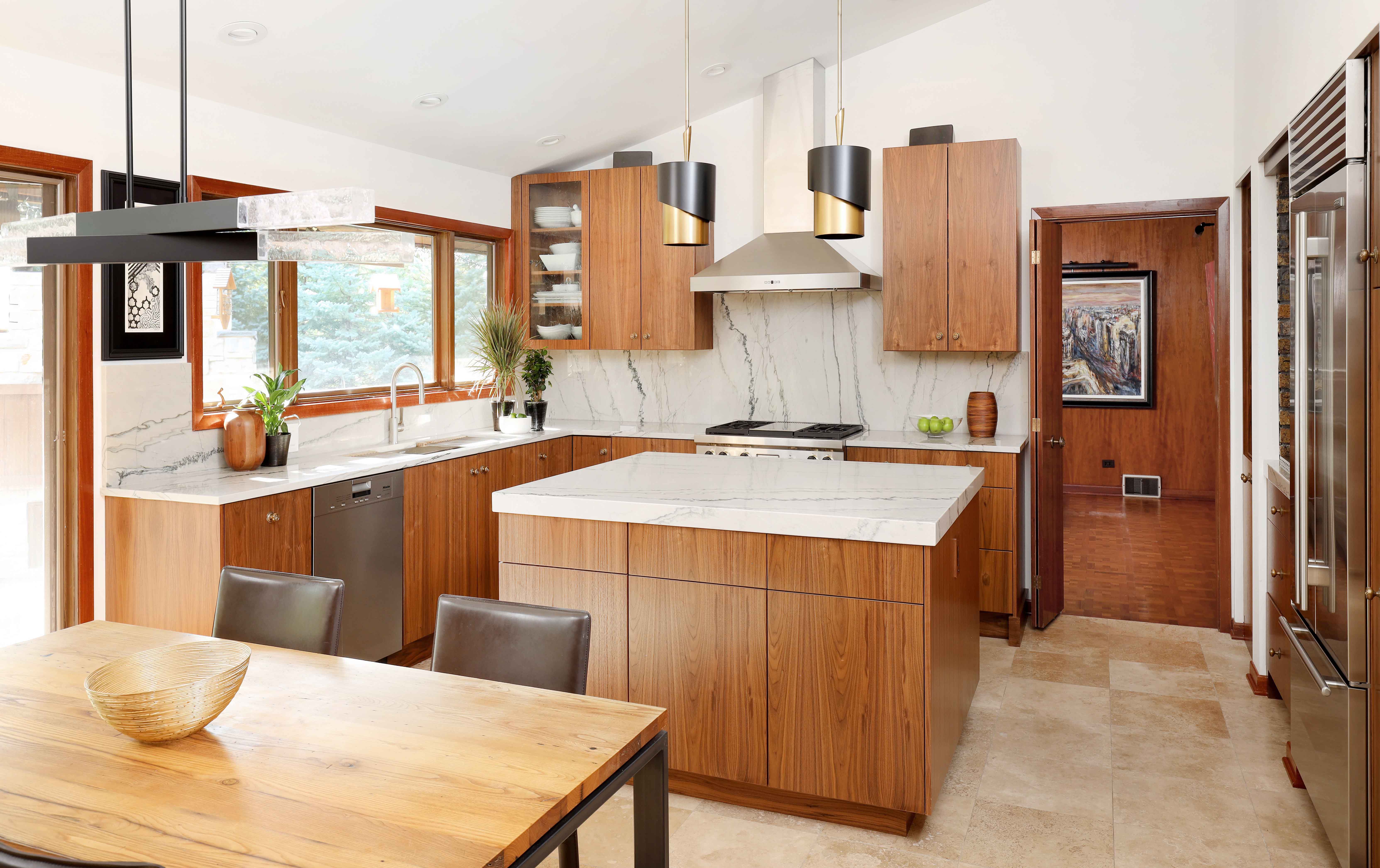 Walnut mid century modern kitchen