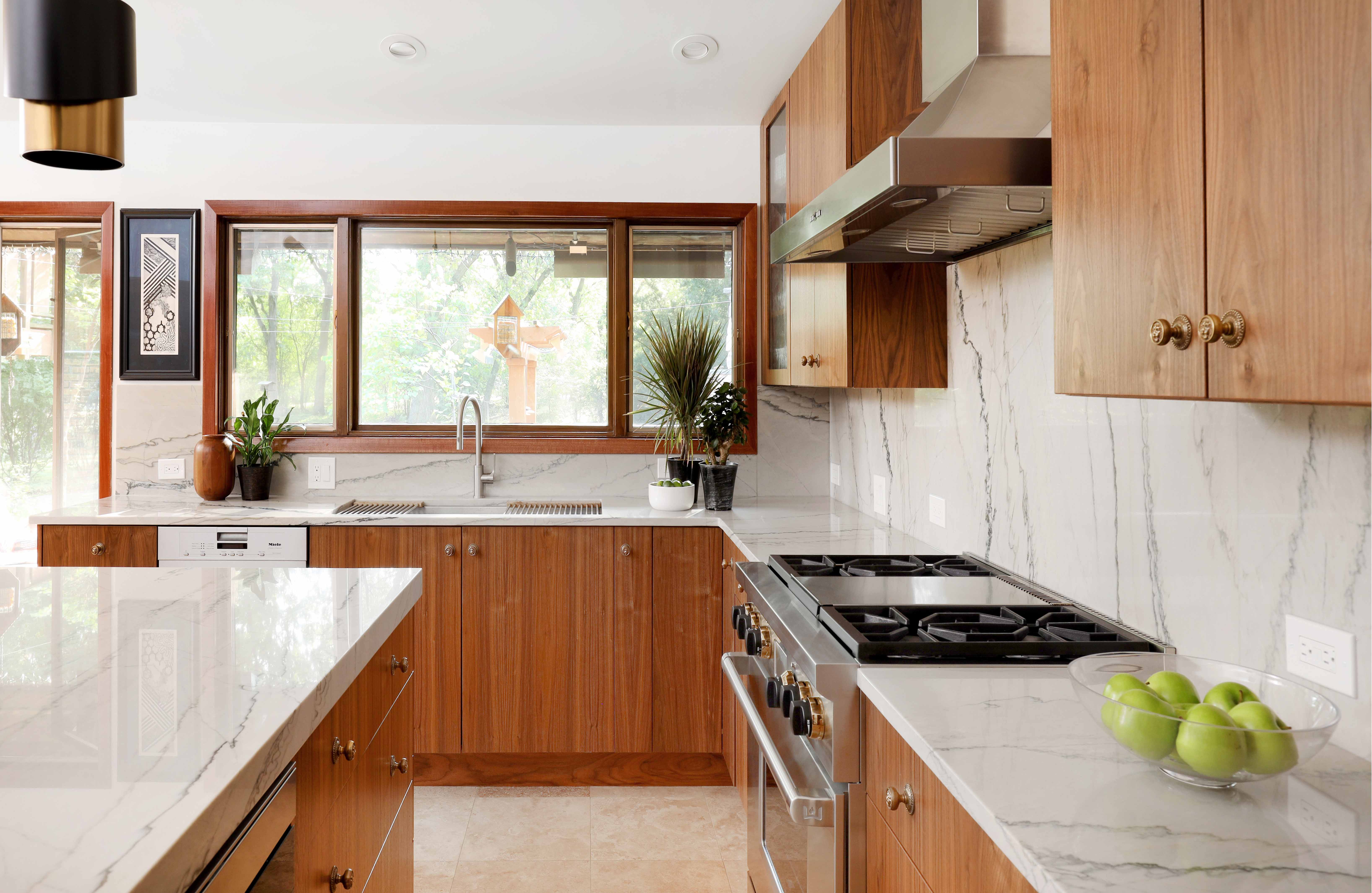 Stained Walnut Cabinets in a Mid-Century Modern Kitchen Remodel