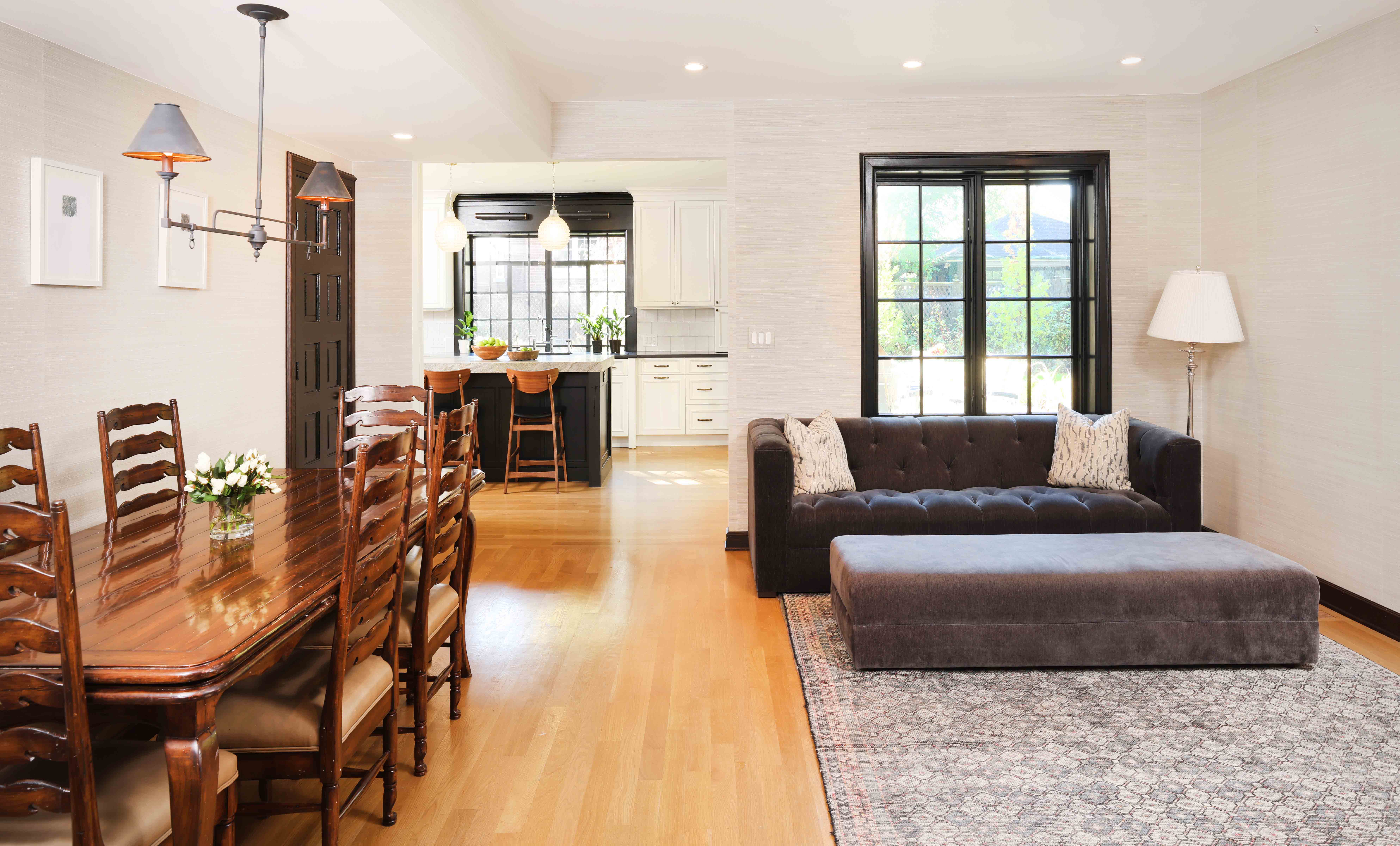 Combination family and dining room that adjoins the kitchen