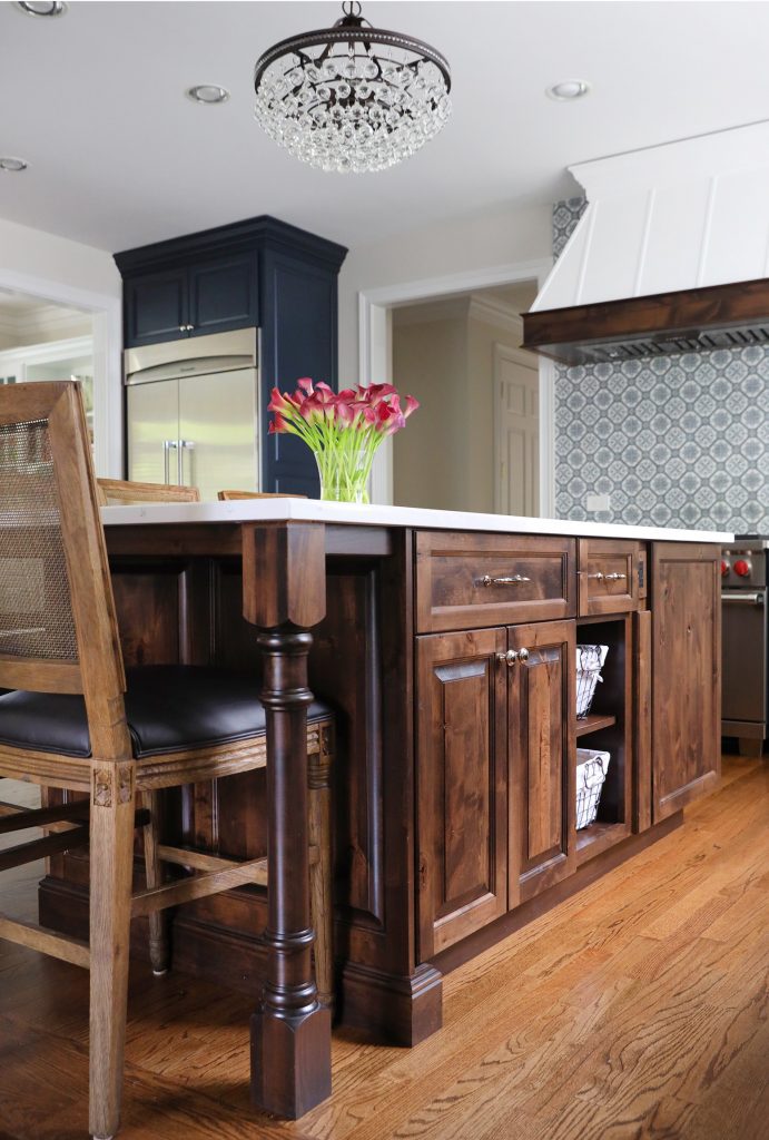 Kitchen island in stained Alder wood