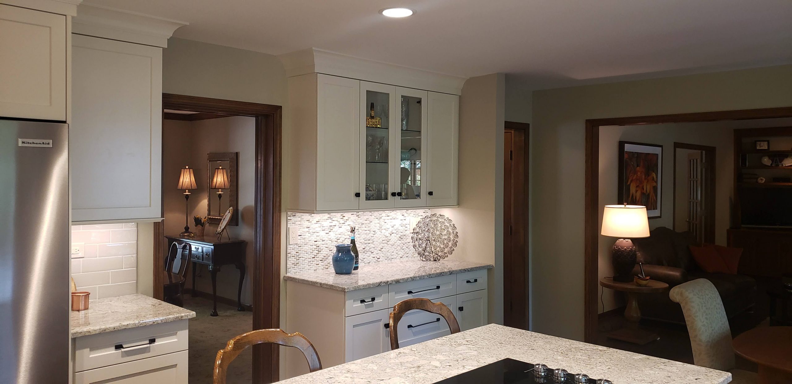 White cabinets in the kitchen