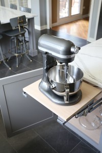 Pop-up shelf for stand mixer is a great cabinet accessory