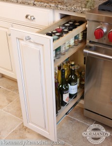 spice and oil storage next to stove