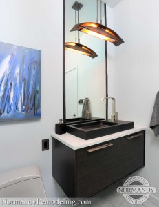 floating vanity for powder room created by Normandy Designer Chris Ebert