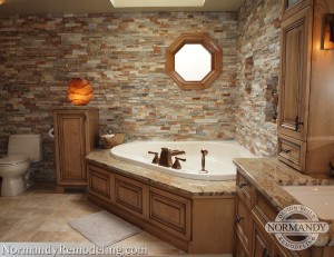 bathroom floor ideas that look like natural stone created by Normandy Designer Heather Dalskov