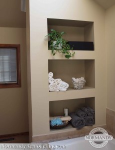 Bathroom storage wall niche