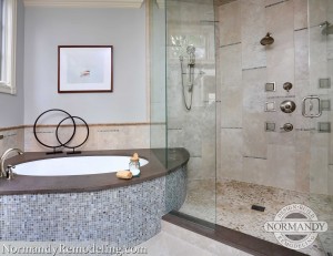 tub deck and shower bench ideas created by Normandy Designer Ann Stockard