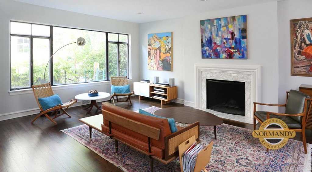 living room open to adjoining kitchen